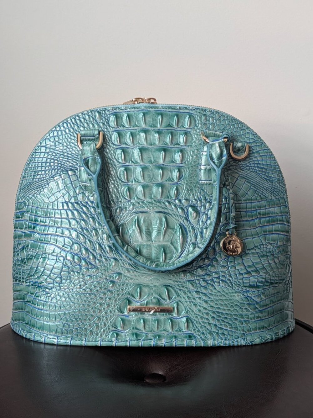 Brahmin Georgina Seafoam Melbourne Satchel Bag Genuine Leather Structured Tote - Picture 2 of 10